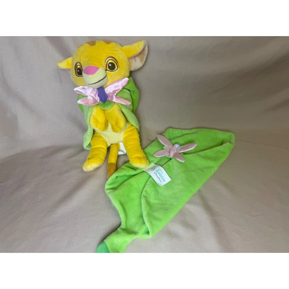 Disney Parks Babies Simba Plush 10 Inch Lion King Leaf Blanket Swaddle Lovey